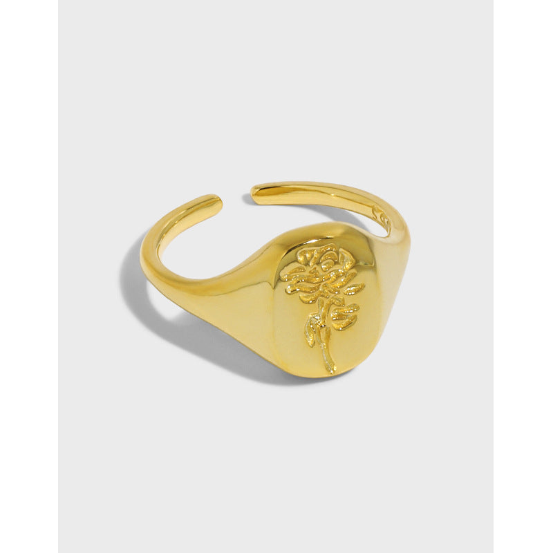 Schöne Rose Blume Ring - 925 Sterling Silber Floral Schmuck