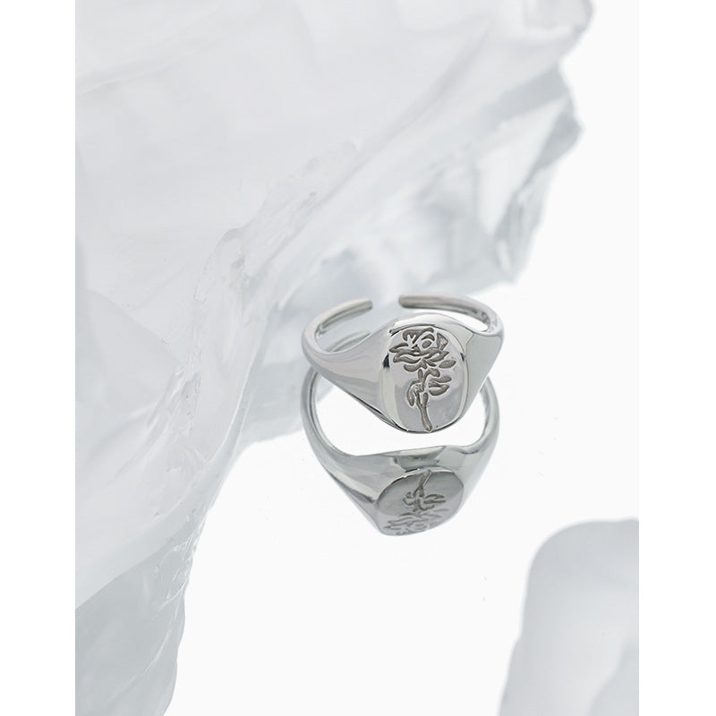 Schöne Rose Blume Ring - 925 Sterling Silber Floral Schmuck