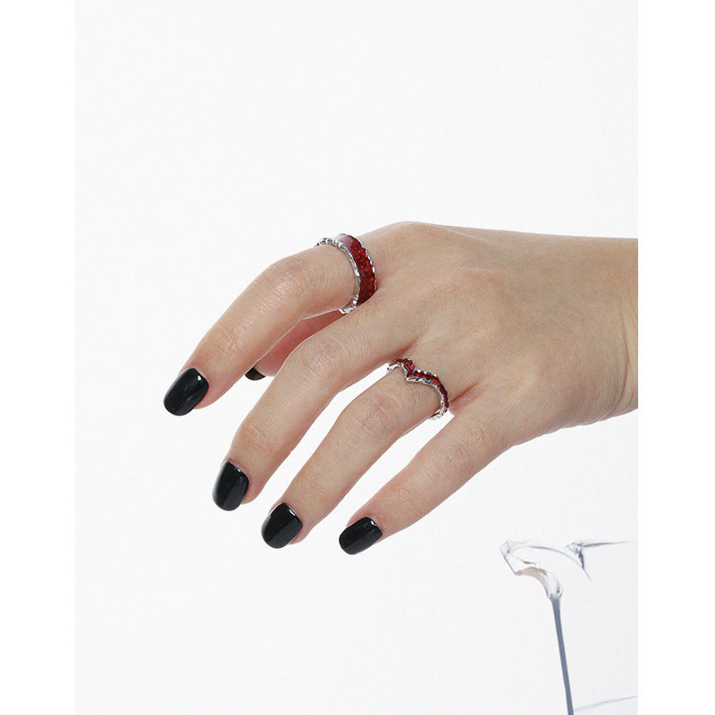 Verstellbarer V-Form Epoxidring aus 925 Sterling Silber von silverbene, modernes elegantes Design, detailreiche Handwerkskunst