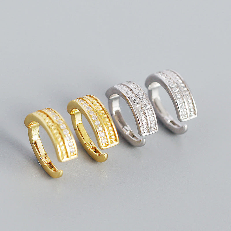 Silverbene Hot CZ runde Ohrringe aus 925er Sterlingsilber, nicht piercing, glänzende Schmuckstücke für Damen.