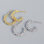Lade das Bild in den Galerie-Viewer, New Hollow Chain C Shape 925 Sterling Silver Hoop Earrings
