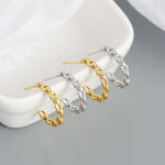 Lade das Bild in den Galerie-Viewer, New Hollow Chain C Shape 925 Sterling Silver Hoop Earrings
