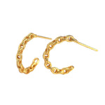 Lade das Bild in den Galerie-Viewer, New Hollow Chain C Shape 925 Sterling Silver Hoop Earrings
