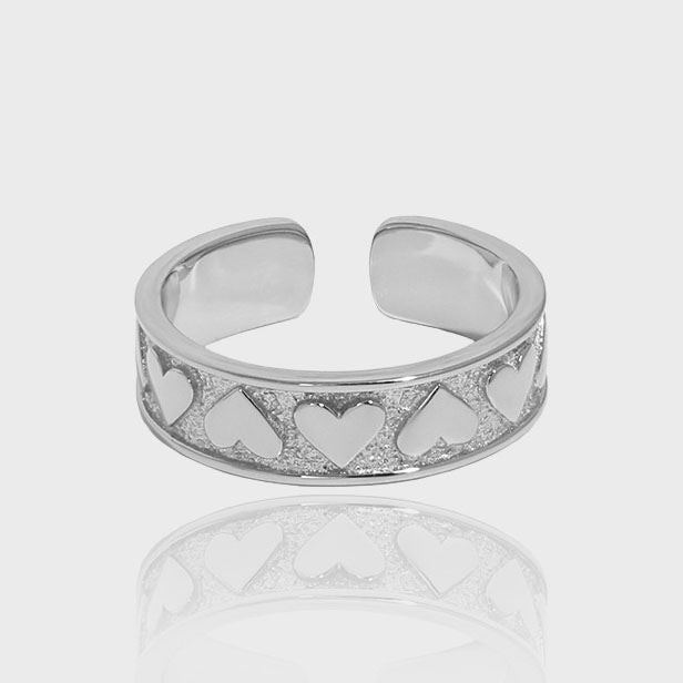 Women Hearts Love 925 Sterling Silver Adjustable Ring - SterlingSilberSchmuck