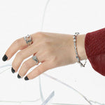 Lade das Bild in den Galerie-Viewer, Irregular Lava Stones 925 Sterling Silver Open Bangle
