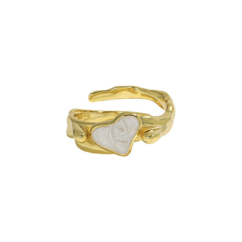 Women Irregular CZ Heart 925 Sterling Silver Adjustable Ring - SterlingSilberSchmuck