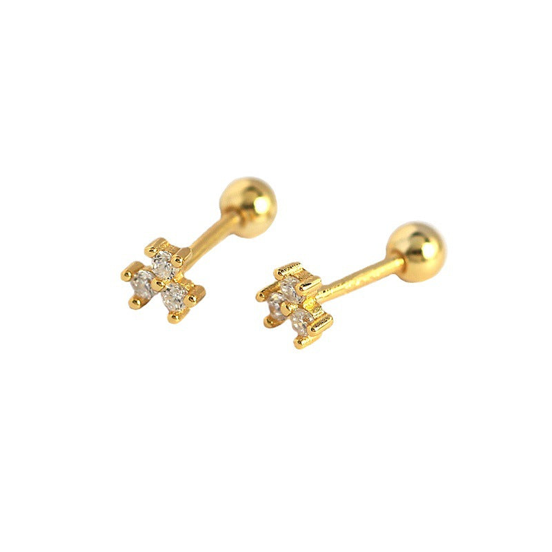 Mini CZ Blumen Ohrstecker aus 925 Sterlingsilber von silverbene, niedlich und elegant, mit funkelnden Zirkoniasteinen.
