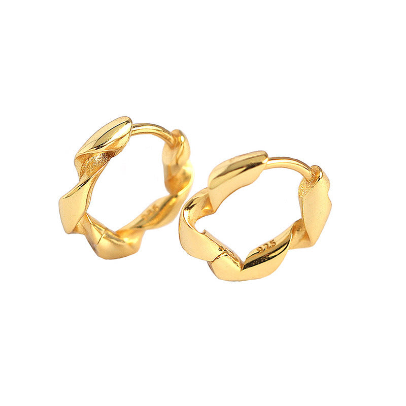 Holiday Twisted Circle 925 Sterling Silver Huggie Hoop Earrings - SterlingSilberSchmuck