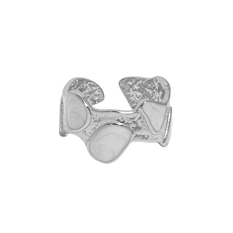 Verstellbarer Silberring mit unregelmäßigem Epoxy-Steindesign aus 925 Sterling Silber von silverbene.