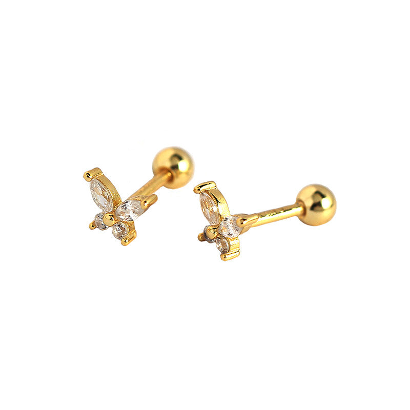 Süße Mini CZ Schmetterling Ohrstecker aus 925er Sterling Silber von silverbene, detailreiche und elegante Ohrschmuck.