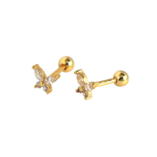 Süße Mini CZ Schmetterling Ohrstecker aus 925er Sterling Silber von silverbene, detailreiche und elegante Ohrschmuck.