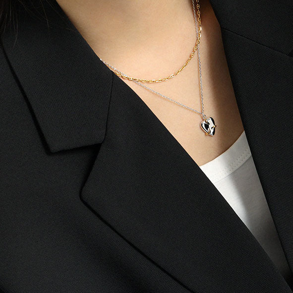 Minimalist Embrace Heart 925 Sterling Silver Necklace - SterlingSilberSchmuck