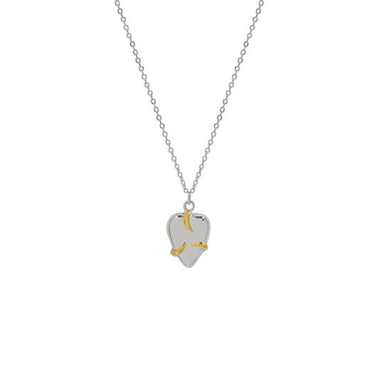 Minimalist Embrace Heart 925 Sterling Silver Necklace - SterlingSilberSchmuck