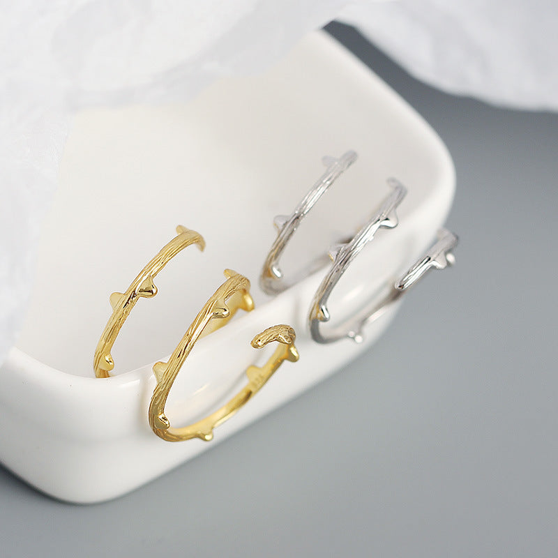 Fashion Triple Layers Branch 925 Sterling Silver Adjustable Ring - SterlingSilberSchmuck