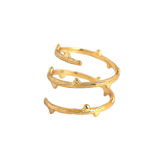 Fashion Triple Layers Branch 925 Sterling Silver Adjustable Ring - SterlingSilberSchmuck