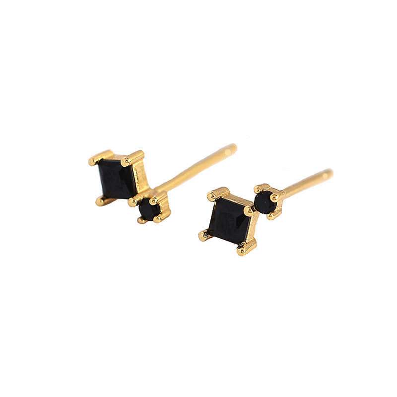 Simple Geometry Mini Square 925 Sterling Silver Stud Earrings - SterlingSilberSchmuck