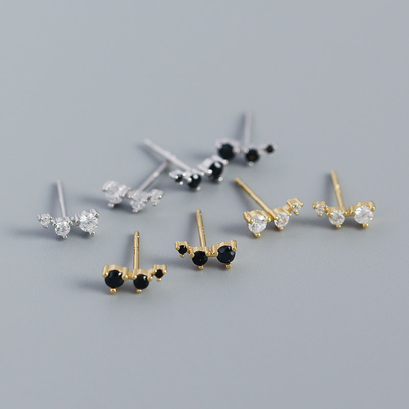 Geometry CZ Lines 925 Sterling Silver Stud Earrings - SterlingSilberSchmuck