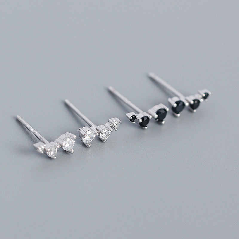 Geometry CZ Lines 925 Sterling Silver Stud Earrings - SterlingSilberSchmuck