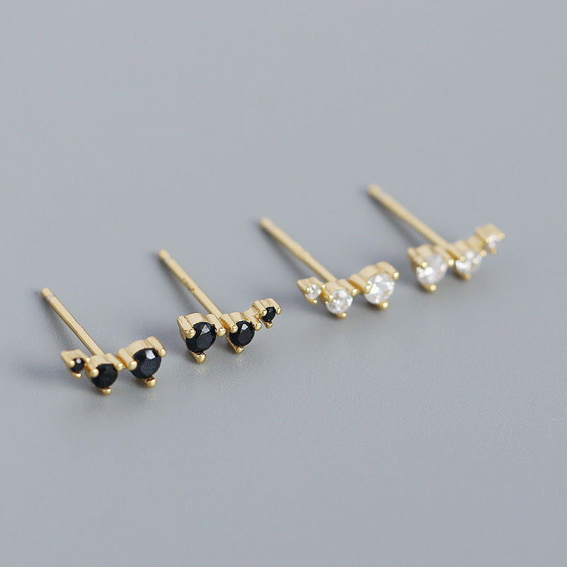 Geometry CZ Lines 925 Sterling Silver Stud Earrings - SterlingSilberSchmuck