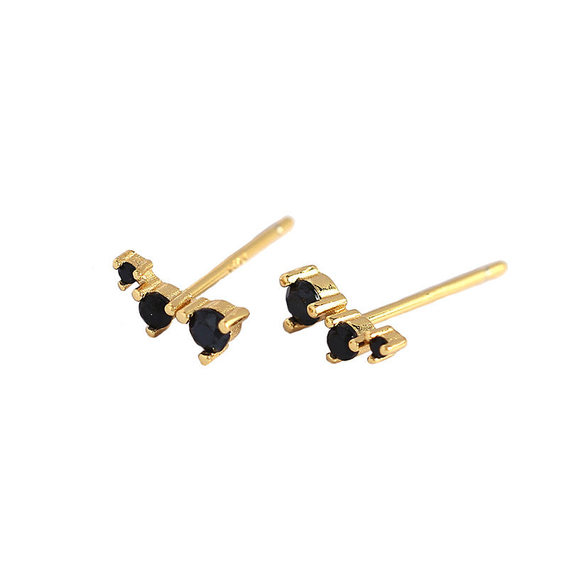 Geometry CZ Lines 925 Sterling Silver Stud Earrings - SterlingSilberSchmuck
