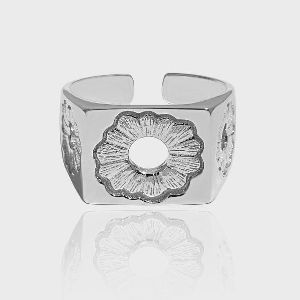Ekegant Hollow Daisy Flower Geometry 925 Sterling Silver Adjustable Ring - SterlingSilberSchmuck