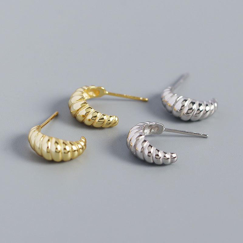 Fashion Twisted OX Horn 925 Sterling Silver Stud Earrings - SterlingSilberSchmuck