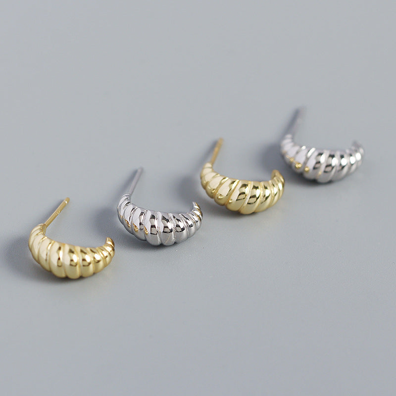 Fashion Twisted OX Horn 925 Sterling Silver Stud Earrings - SterlingSilberSchmuck