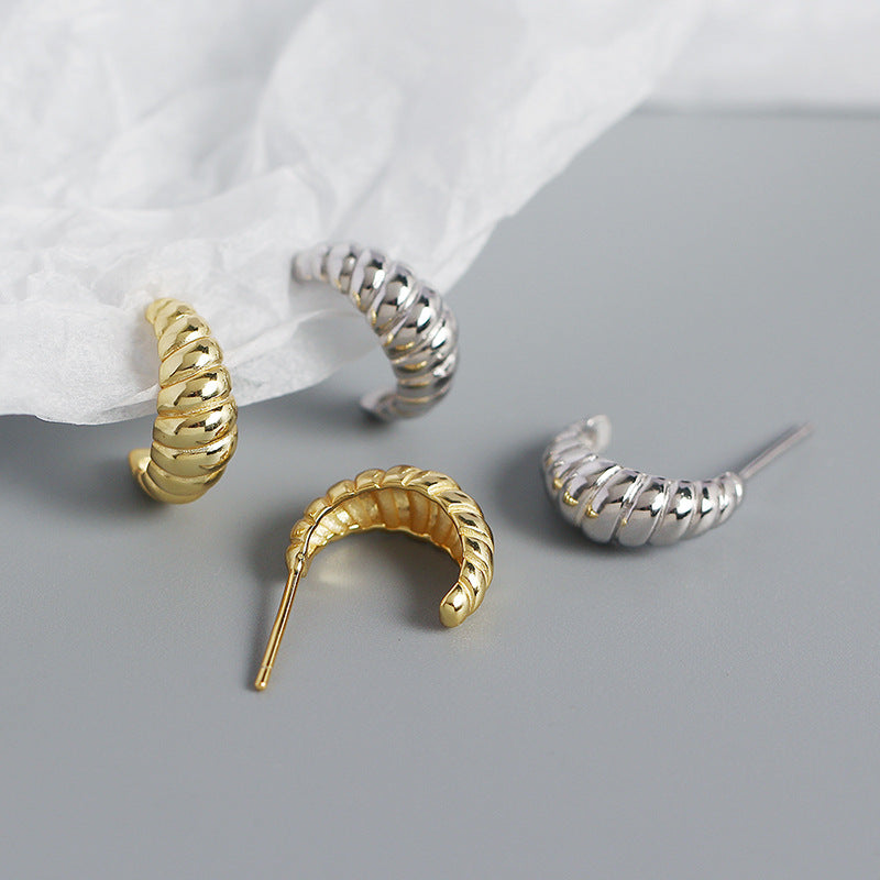 Fashion Twisted OX Horn 925 Sterling Silver Stud Earrings - SterlingSilberSchmuck