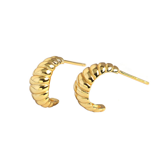 Fashion Twisted OX Horn 925 Sterling Silver Stud Earrings - SterlingSilberSchmuck