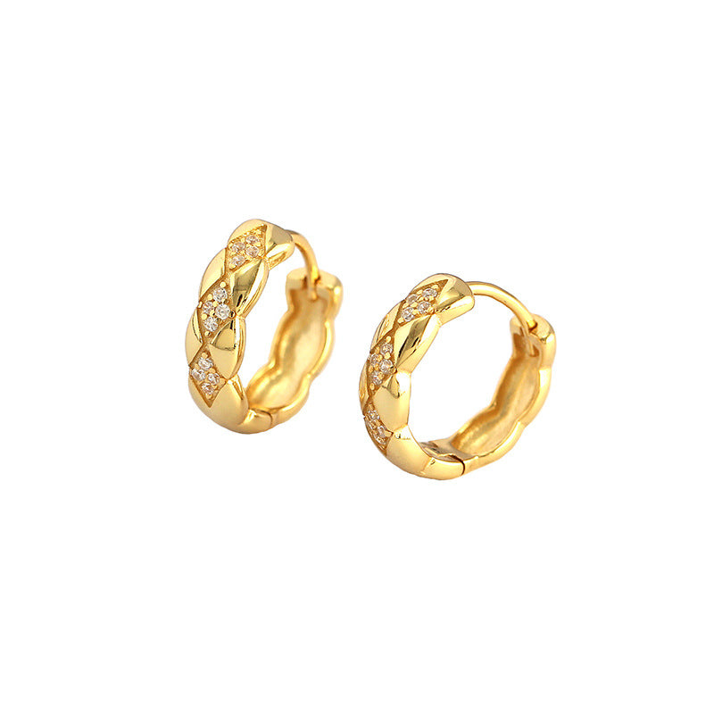 Geometry Rhombus CZ 925 Sterling Silver Huggie Hoop Earrings - SterlingSilberSchmuck