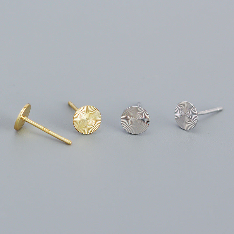 Geometry Round CNC Lathe 925 Sterling Silver Stud Earrings - SterlingSilberSchmuck