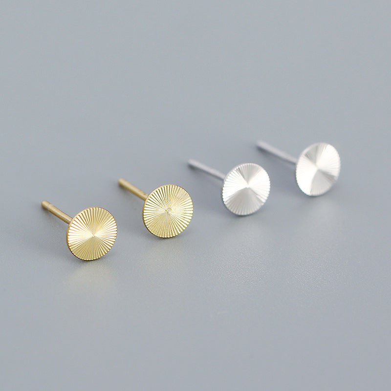 Geometry Round CNC Lathe 925 Sterling Silver Stud Earrings - SterlingSilberSchmuck