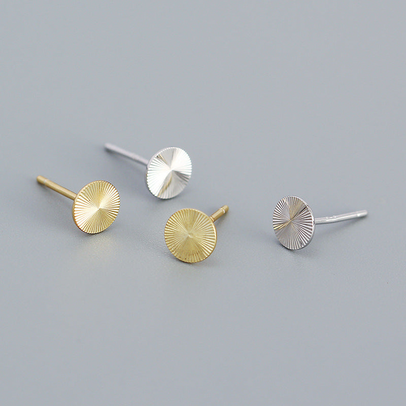 Geometry Round CNC Lathe 925 Sterling Silver Stud Earrings - SterlingSilberSchmuck