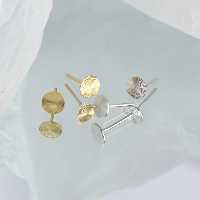 Geometry Round CNC Lathe 925 Sterling Silver Stud Earrings - SterlingSilberSchmuck