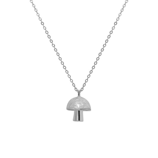 Cute Green Epoxy Mushroom 925 Sterling Silver Necklace - SterlingSilberSchmuck