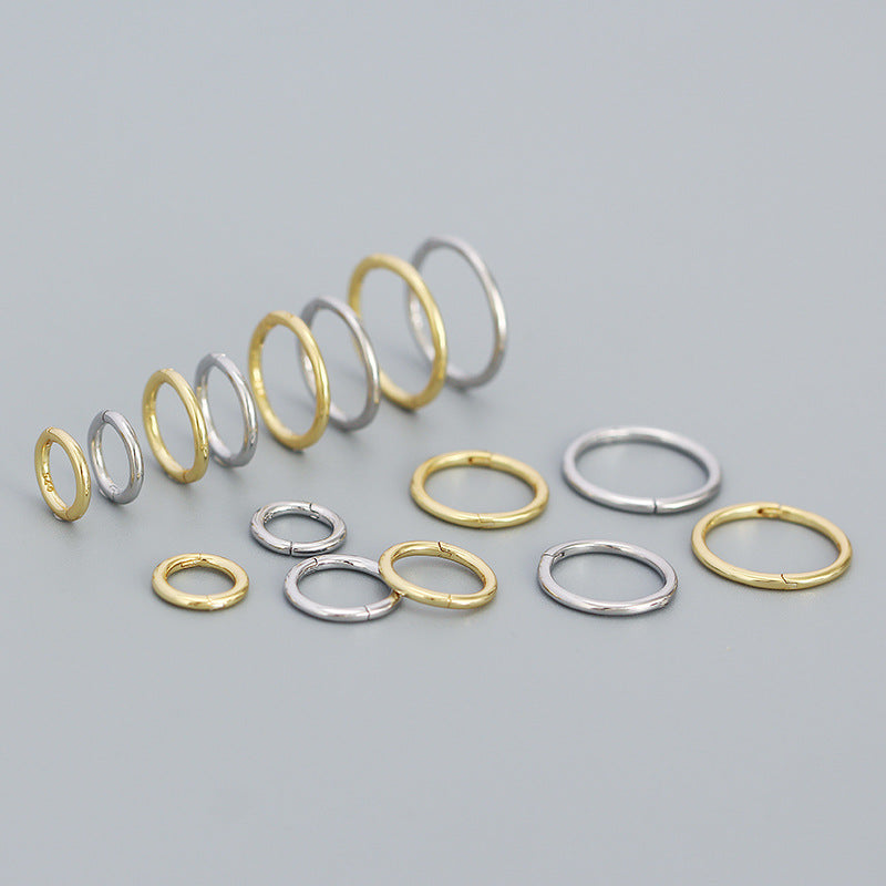 Minimalism 6mm-12mm Circle 925 Sterling Silver Huggie Hoop Earrings - SterlingSilberSchmuck