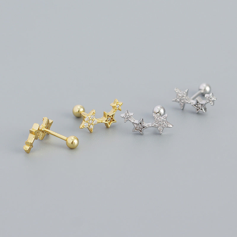 New Shining CZ Stars 925 Sterling Silver Stud Earrings - SterlingSilberSchmuck