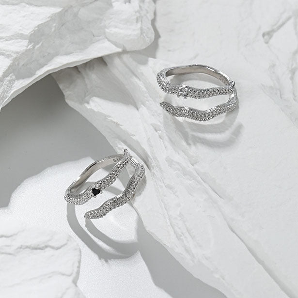 Modern Doule Layers Squid 925 Sterling Silver Adjustable Ring - SterlingSilberSchmuck