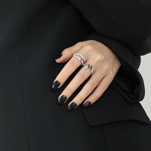 Modern Doule Layers Squid 925 Sterling Silver Adjustable Ring - SterlingSilberSchmuck