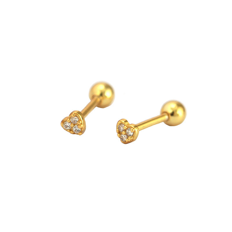 Casual CZ Mini Heart Ball 925 Sterling Silver Stud Earrings - SterlingSilberSchmuck