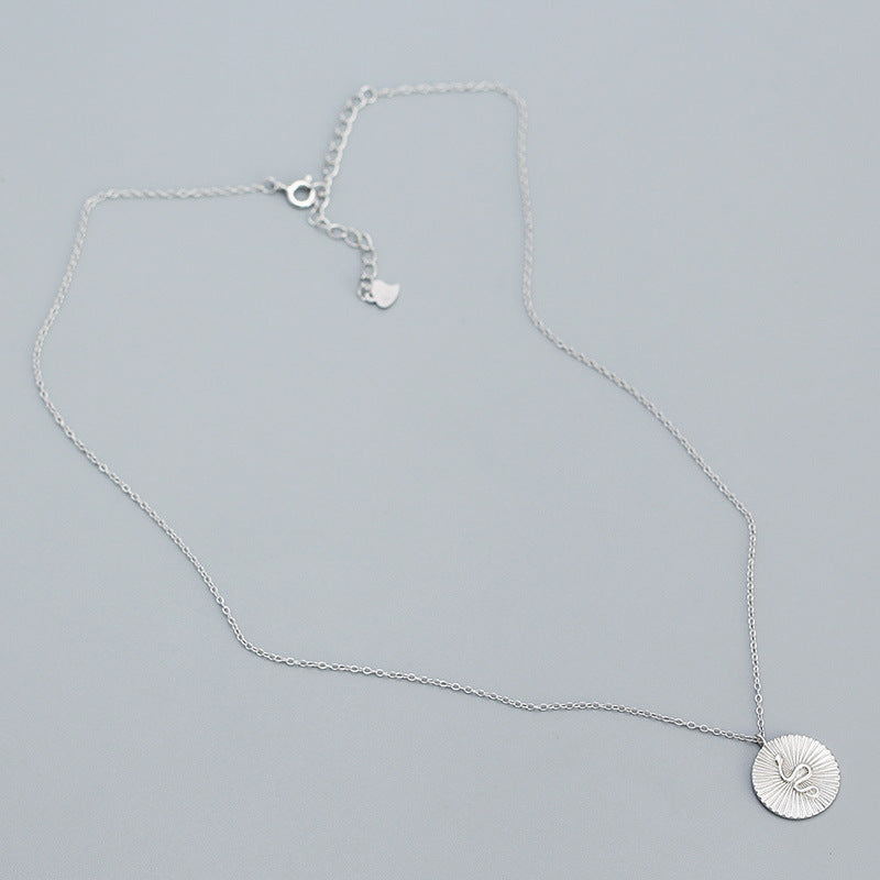 Modern Snake Animal Round Coin 925 Sterling Silver Necklace - SterlingSilberSchmuck