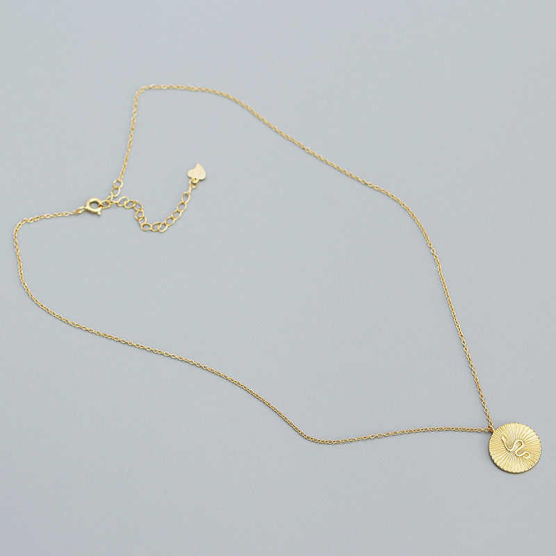 Modern Snake Animal Round Coin 925 Sterling Silver Necklace - SterlingSilberSchmuck