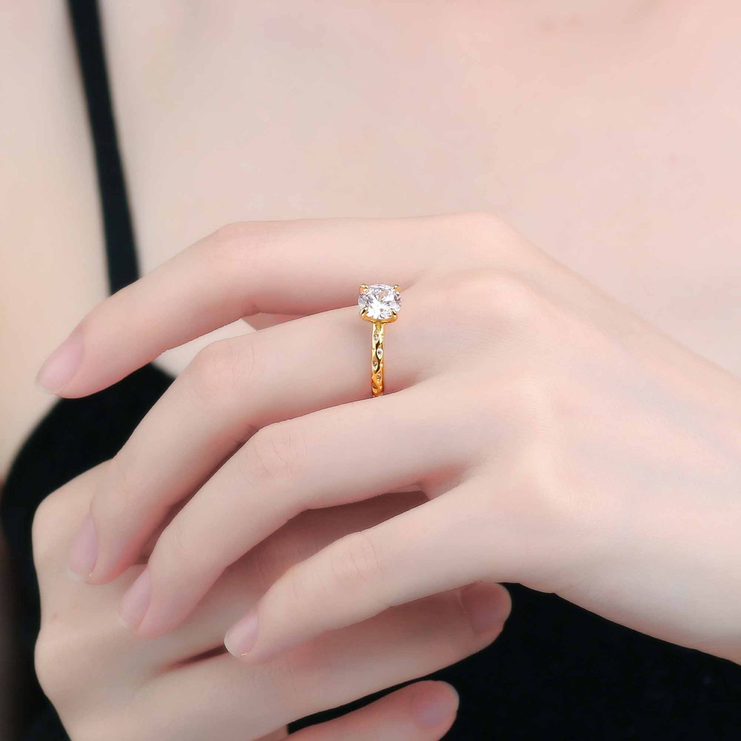 Runder CZ Statement Ring 925 Sterling Silber verstellbar elegant