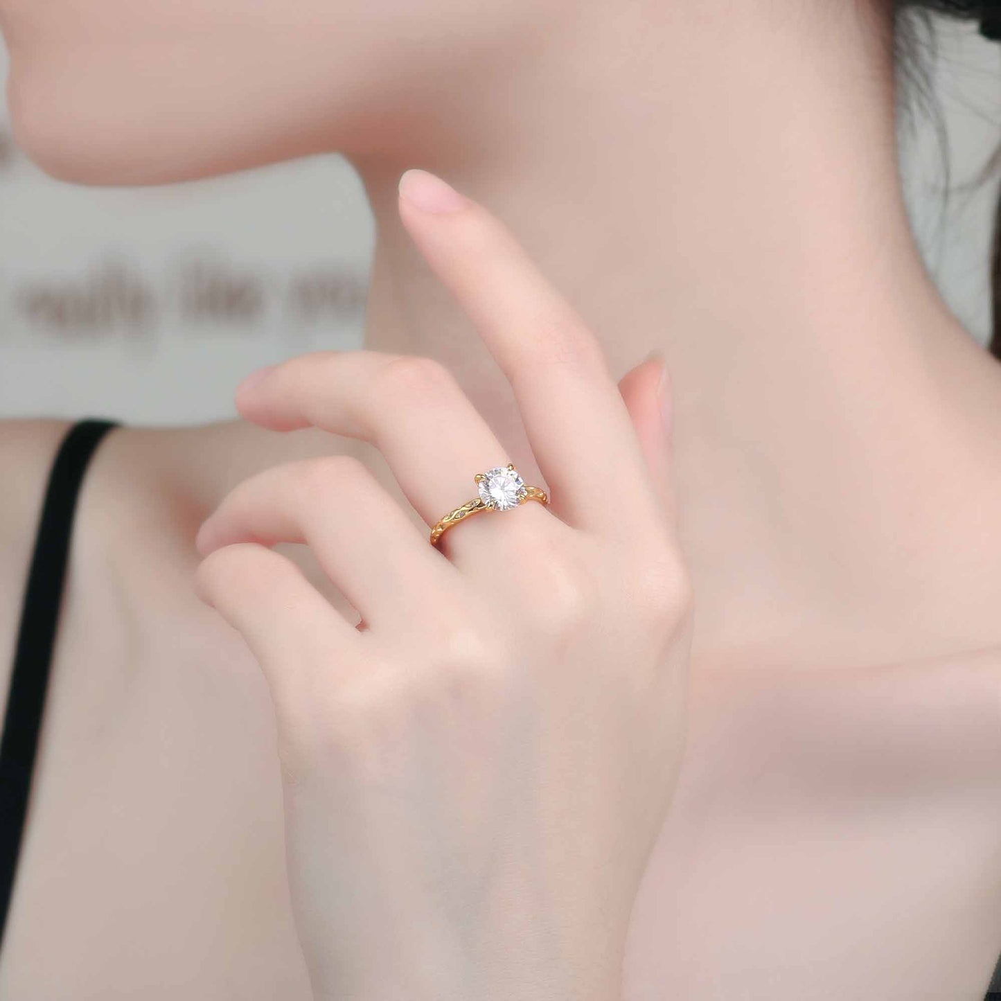 Runder CZ Statement Ring 925 Sterling Silber verstellbar elegant