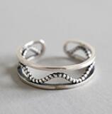 Twisted beads CZ ring in 925 sterling silver, adjustable design showcasing elegant craftsmanship by silverbene.