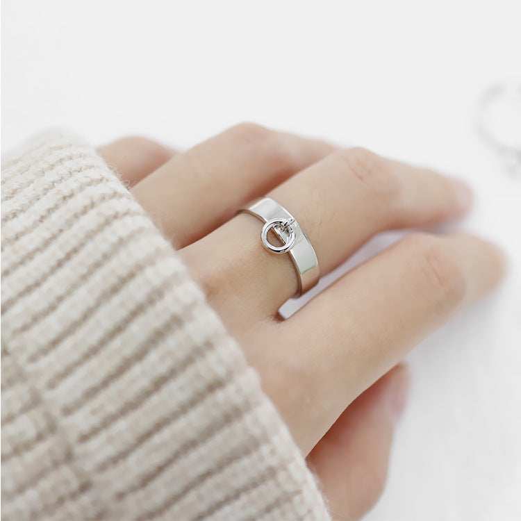 Geometrischer Circle Ring 925 Sterling Silber verstellbar chic