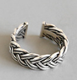 Vintage Twisted Flower V Shape 925 Sterling Silver Adjustable Ring - SterlingSilberSchmuck