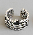 Vintage Twisted Flower V Shape 925 Sterling Silver Adjustable Ring - SterlingSilberSchmuck
