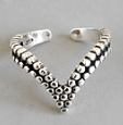 Vintage Twisted Flower V Shape 925 Sterling Silver Adjustable Ring - SterlingSilberSchmuck