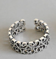 Vintage Twisted Flower V Shape 925 Sterling Silver Adjustable Ring - SterlingSilberSchmuck